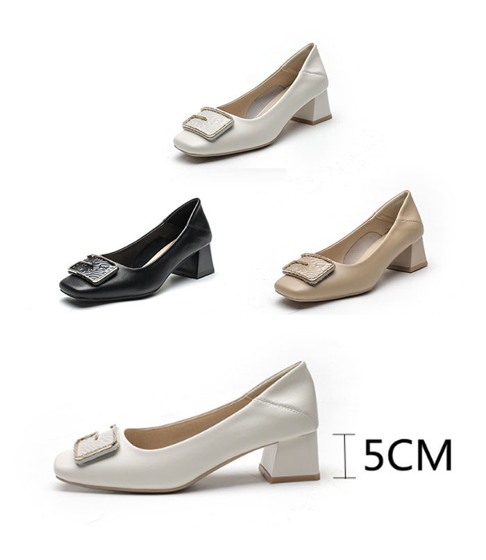 スクエアトゥパンプス パンプス 歩きやすい 疲れない バックルモチーフ レーザー 牛革 本革パンプス 走れるパンプス バックル スクエアトゥ 柔らか ブラック ホワイト 痛くない 太ヒール 通勤 オフィス 結婚式
