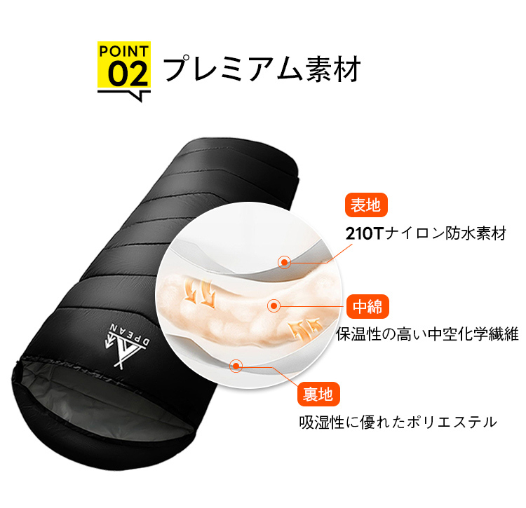 寝袋 封筒型 シュラフ コンパクト -10℃ 防災 1.0kg 1.4kg 1.8kg シングル 冬用 夏用 210T防水 オールシーズン 保温 軽量 キャンプ アウトドア 登山 車中泊 避難用 防寒 春 夏 秋 冬 4シーズン オールシーズン 収納パック付き