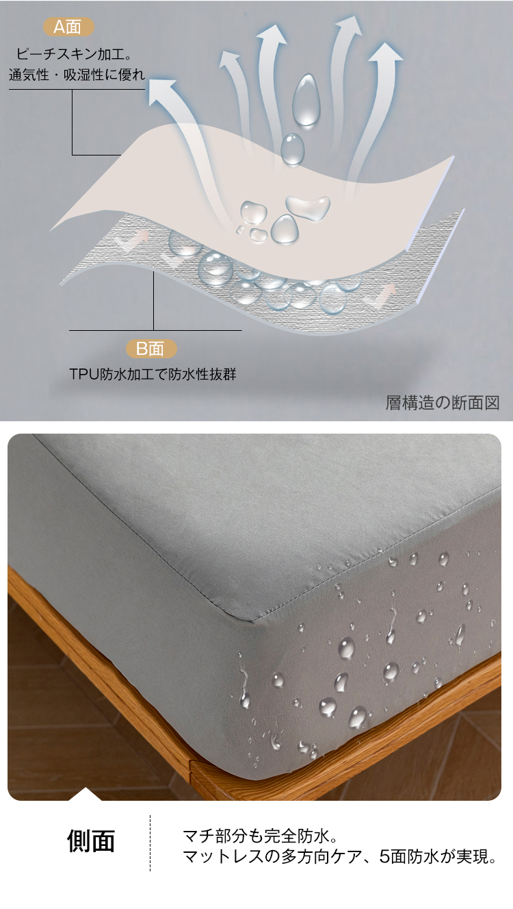 防水シーツ ボックスシーツ シングル 防水 一体型 防水ボックスシーツ セミダブル ダブル クイーン シーツ マットレスカバー ベッドシーツ 夏用 ポリエステル 介護シート おねしょシーツ マットレスプロテクター 新生活応援