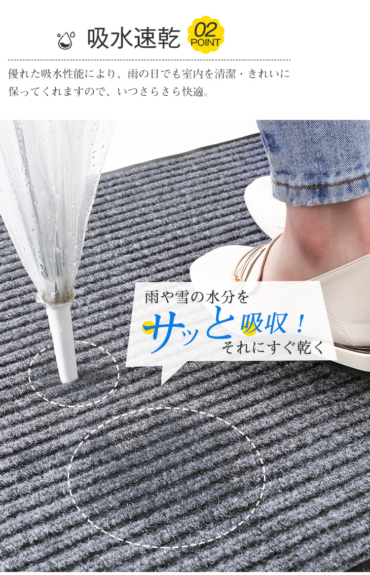 玄関マット 屋外マット 50x80cm 40x60cm 60x90cm 80x120cm ドアマット スタンダードマット 吸水マット 屋内 屋外 無地タイプ 洗える 廊下敷き 滑り止め 泥落とし 足拭き カット可能 業務用 自宅用 店舗 倉庫 寮 シンプル 送料無料