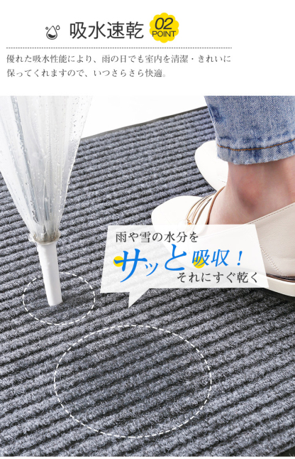 玄関マット 屋外マット 50x80cm 40x60cm 60x90cm 80x120cm ドアマット スタンダードマット 吸水マット 屋内 屋外 無地タイプ 洗える 廊下敷き 滑り止め 泥落とし 足拭き カット可能 業務用 自宅用 店舗 倉庫 寮 シンプル 送料無料