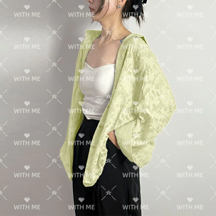 シャツ レディース ブラウス 長袖 シアーシャツ レースオケージョン トップス ジャガード生地 チュニック 薄手 オーバーシャツ ビッグサイズ 大きいサイズ 彼シャツ ロングシャツ 透け感 花柄 バルーンスリーブ カジュアル ゆったり きれいめ 夏