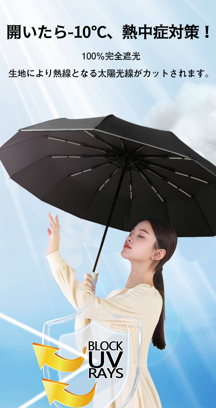 傘 日傘 折りたたみ 自動開閉 晴雨兼用 UVカット 完全遮光 コンパクト 日傘 10本骨 軽量 頑丈 紫外線対策 日焼け対策 梅雨対策 メンズ レディース ワンタッチ 撥水加工 折りたたみ式 無地 シンプル プレゼント 送料無料