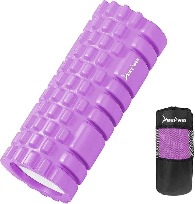 LEEPWEI フォームローラー 筋膜リリース グリッドフォームローラー ヨガポール トレーニング スポーツ フィットネス ストレッチ器具 収納バッグ