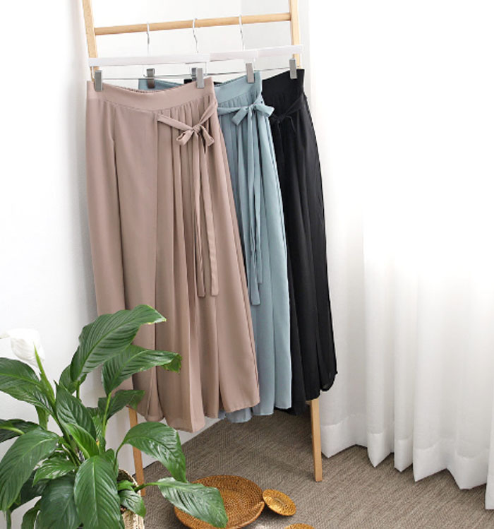 スカーチョ スカンツ ワイドパンツ シフォン ふんわり 薄め ガウチョパンツ 無地 パンツ 春夏 パンツ レディース 体型カバー ゆったり ハイウエスト ゴムウエスト ロング丈 マキシ丈 カジュアル 