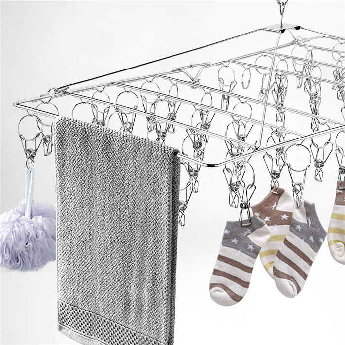 ハンガー ピンチ ステンレス ピンチハンガー 52ピンチ 折りたたみ式 セット 洗濯 ハンガー 洗濯バサミ 衣類ハンガー 多機能ハンガー 滑り止め 変形にくい 物干しハンガー