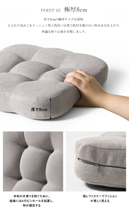 座布団 クッション フロアクッション 四角 椅子用  40×40 低反発 チェアパッド クッション シート 座る 座ぶとん 極厚 角型 厚手 分厚い コンパクト 北欧 椅子 沈まない 硬め モダン シンプル 背もたれ 子供 腰痛 体圧分散 かわいい おしゃれ
