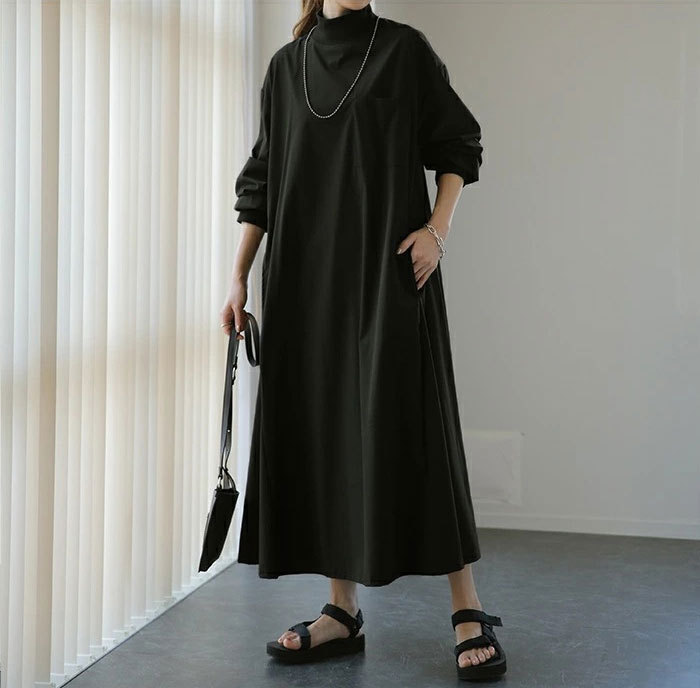 ロングワンピース レディース マキシワンピース マキシワンピ 長袖 ワンピース ロング丈 大きいサイズ 体型カバー ゆったり カジュアル 大人 着痩せ 30代 40代 50代 春 秋 冬 きれいめ