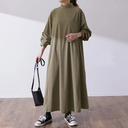 ロングワンピース レディース マキシワンピース マキシワンピ 長袖 ワンピース ロング丈 大きいサイズ 体型カバー ゆったり カジュアル 大人 着痩せ 30代 40代 50代 春 秋 冬 きれいめ