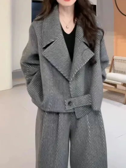 セットアップ レディース 秋冬 カジュアル 大きいサイズ 2点セット パンツスーツ ゆったり 体型カバー オフィス オシャレ パンツスタイル ジャケット 通勤OL 着痩せ パンツスタイル コート キレイめ おしゃれ 50代 長袖 ゆったり 厚手 送料無料