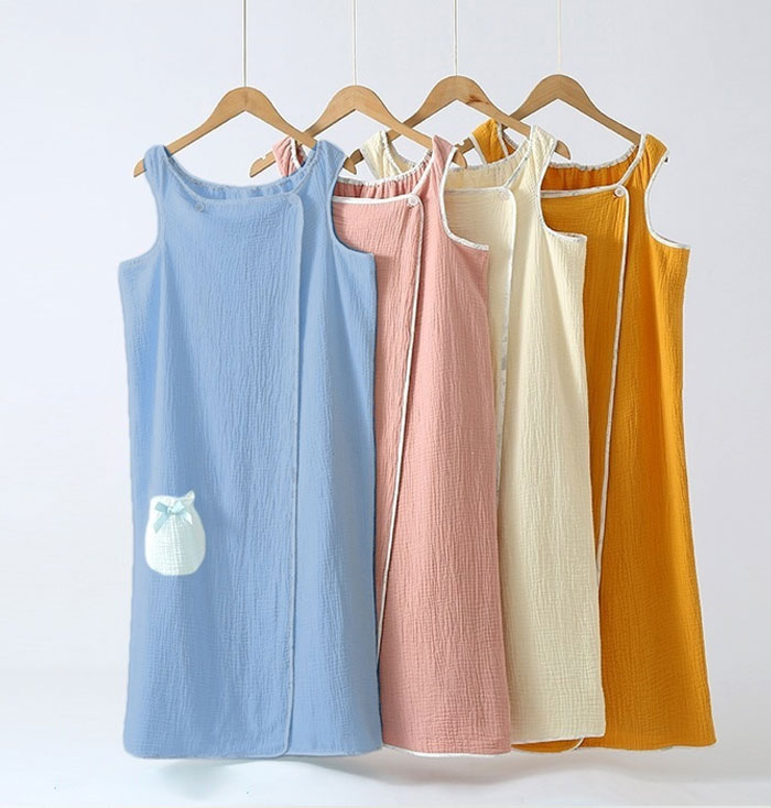 ラップタオル 大人用 ダブルガーゼ 綿100% キャミソール ボタン付き ガーゼ 巻きタオル タオル 着るタオル プールタオル ガーゼタオル タオルドレス 湯上りワンピース ジム エステ レディース 吸水速乾 無地 温泉 プール