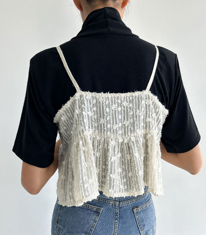 キャミビスチェ レディース フリル ペプラム ビスチェ キャミ キャミソール タンクトップ ベスト レース レースベスト レイヤード風 おしゃれ 重ね着 トップス 大人 可愛い 春 秋 夏