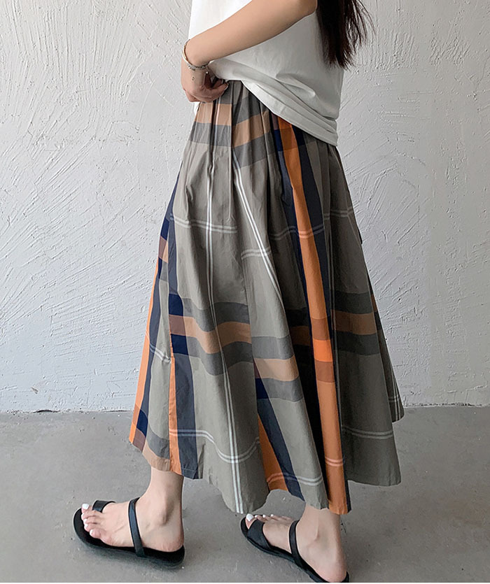 スカート ロングスカート レディース チェック柄 大きいサイズ フレアスカート フレア ボトムス 春 秋 春物 ロングスカート ミモレ丈 シンプル きれいめ 大人 可愛い ブラック カジュアル 大人可愛い 送料無料