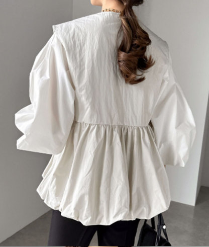 ベスト バルーンジレ ペプラム バルーン 裾フレア ベスト レディース セレモニー Vネック レイヤード 重ね着 ペプラムベスト バルーンベスト ジレ ジレベスト トップス ペプラムトップス