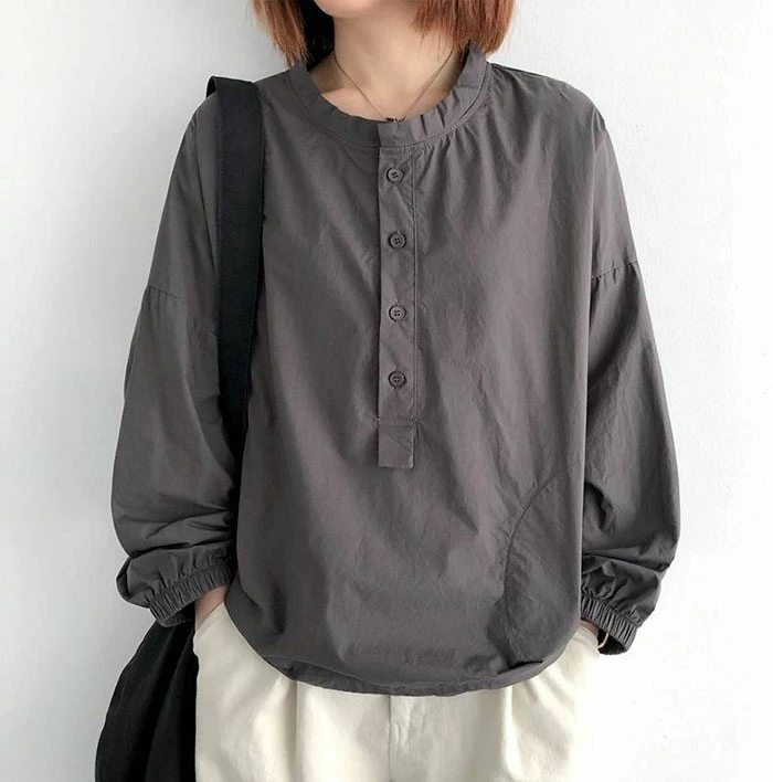 長袖tシャツ レディース シャツブラウス 長袖 コットン 綿混 ゆるt きれいめ 大きいサイズ 体型カバー シンプル かわいい 無地 長袖ブラウス トップス 柔らかい おしゃれトップス 春 夏 ゆったり 大人可愛い 着痩せる 送料無料