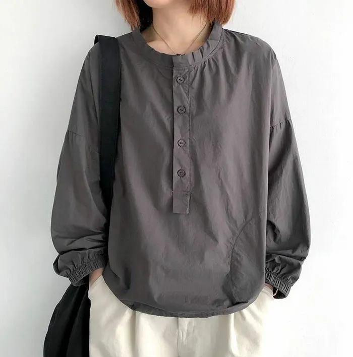 長袖tシャツ レディース シャツブラウス 長袖 コットン 綿混 ゆるt きれいめ 大きいサイズ 体型カバー シンプル かわいい 無地 長袖ブラウス トップス 柔らかい おしゃれトップス 春 夏 ゆったり 大人可愛い 着痩せる 送料無料