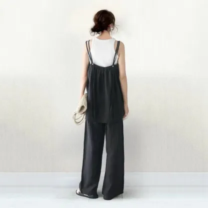セットアップ レディース ビスチェ キャミソール カジュアル プリーツ ペプラム キャミ 上下セット 夏 ワイドパンツ 綿混 ウエストゴム キャミセットアップ ゆるゆる 可愛い お出かけ ゆったり 涼しげ おしゃれ 着痩せ 旅行 デート 女子会 春夏 重ね着 レイヤード風