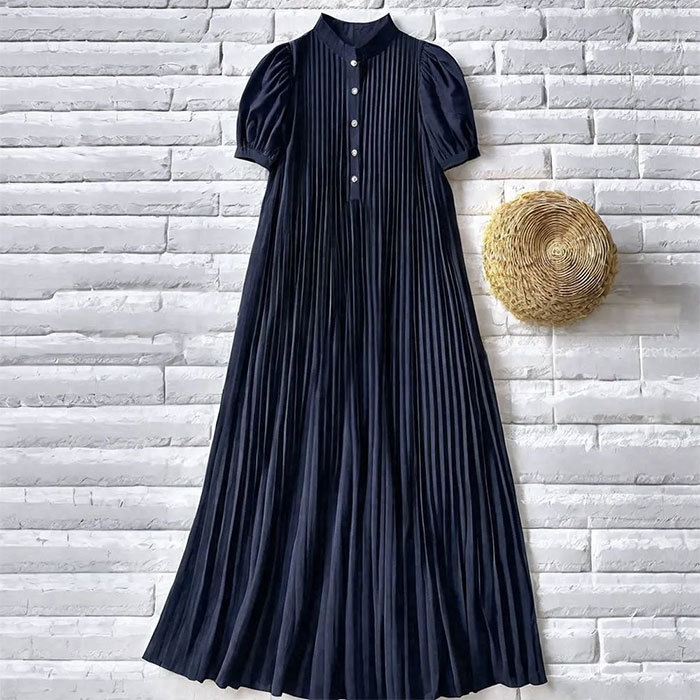 シフォン ワンピース ロングワンピース シフォンワンピース レディース 無地 半袖 きれいめ 体型カバー ハイウエスト 脚長効果 ロングワンピ マキシ丈 大きいサイズ 涼しげ Aライン 春 夏