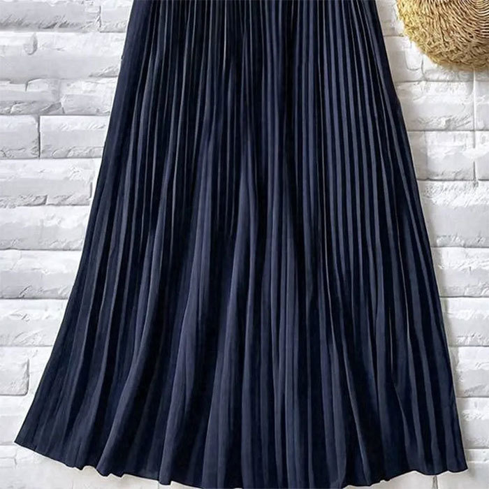 シフォン ワンピース ロングワンピース シフォンワンピース レディース 無地 半袖 きれいめ 体型カバー ハイウエスト 脚長効果 ロングワンピ マキシ丈 大きいサイズ 涼しげ Aライン 春 夏