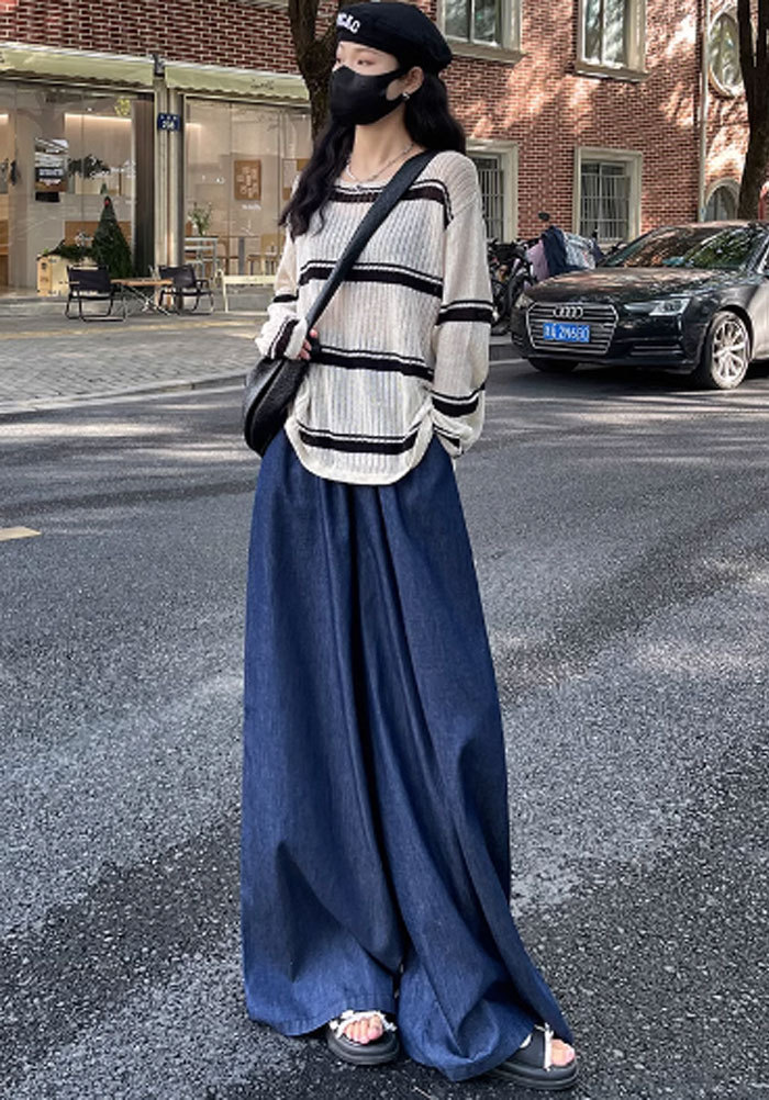 ジーンズ デニムスカーチョ スカーチョ ロングパンツ ワイドパンツ デニム デニムパンツ レディース 春夏 股上深め 大きいサイズ フレアパンツ ゆったりシルエット おしゃれ 可愛い 体型カバー 着痩せ