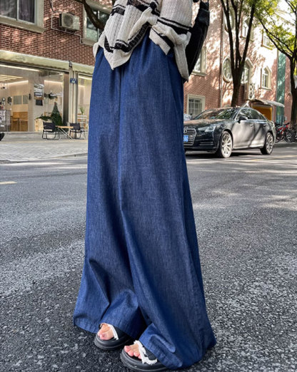 ジーンズ デニムスカーチョ スカーチョ ロングパンツ ワイドパンツ デニム デニムパンツ レディース 春夏 股上深め 大きいサイズ フレアパンツ ゆったりシルエット おしゃれ 可愛い 体型カバー 着痩せ