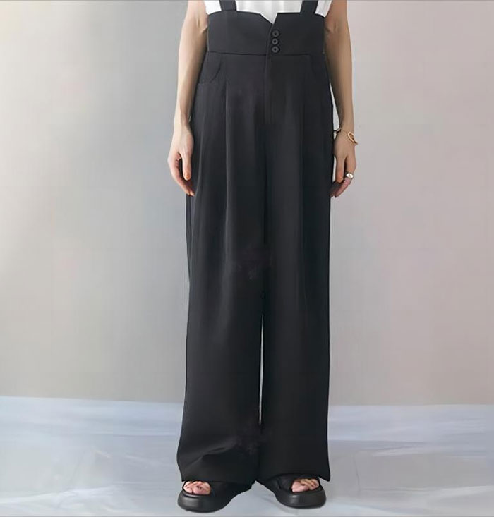 パンツ サロペット スラックス ハイウエスト タック ワイドパンツ 春夏 夏 レディース 上品 きれいめ オフィスカジュアル キャミサロペット ワイドパンツ 大人可愛い レイヤード風 重ね着