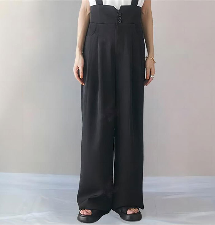 パンツ サロペット スラックス ハイウエスト タック ワイドパンツ 春夏 夏 レディース 上品 きれいめ オフィスカジュアル キャミサロペット ワイドパンツ 大人可愛い レイヤード風 重ね着