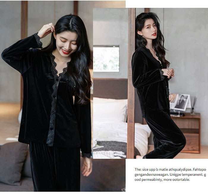 ルームウェア　パジャマ　前開き　部屋着　2点セット　上下セット　レディース　ベロア　ベルベット　長袖　ロングパンツ　可愛い　秋冬　ナイトドレス　ナイトウエア　寝間着　柔らかい　暖かい　おしゃれ　上品　高級感　光沢感　洗える