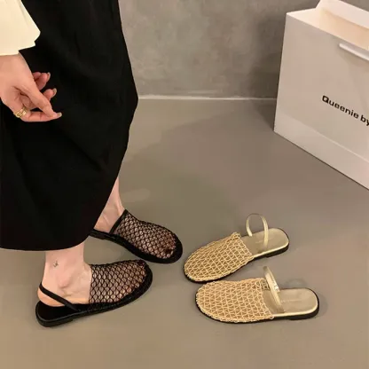サンダル メッシュ パンプス 2WAY レディース フラット ペタンコ シューズ メッシュ素材 夏コーデサンダル スリッパ サマー 夏 春 靴 軽い 柔らかい 歩きやすい 疲れにくい 痛くない 大人 上品 パーティ ビーチ お出かけ