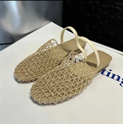 サンダル メッシュ パンプス 2WAY レディース フラット ペタンコ シューズ メッシュ素材 夏コーデサンダル スリッパ サマー 夏 春 靴 軽い 柔らかい 歩きやすい 疲れにくい 痛くない 大人 上品 パーティ ビーチ お出かけ