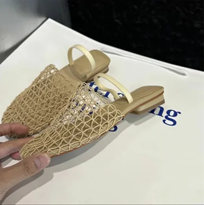 サンダル メッシュ パンプス 2WAY レディース フラット ペタンコ シューズ メッシュ素材 夏コーデサンダル スリッパ サマー 夏 春 靴 軽い 柔らかい 歩きやすい 疲れにくい 痛くない 大人 上品 パーティ ビーチ お出かけ