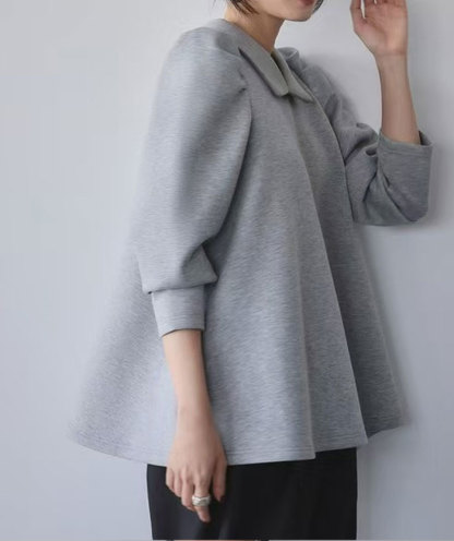 パーカー レディース スウェット パフスリーブ 暖かい あたっか トップス 長袖 プルオーバー ゆったり おしゃれ 無地 シンプル 韓国風 秋冬新作 きれいめ 大人可愛い 体型カバー 20 30 40 50代