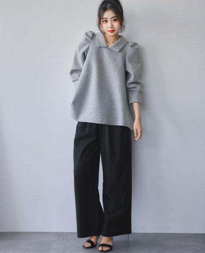 パーカー レディース スウェット パフスリーブ 暖かい あたっか トップス 長袖 プルオーバー ゆったり おしゃれ 無地 シンプル 韓国風 秋冬新作 きれいめ 大人可愛い 体型カバー 20 30 40 50代