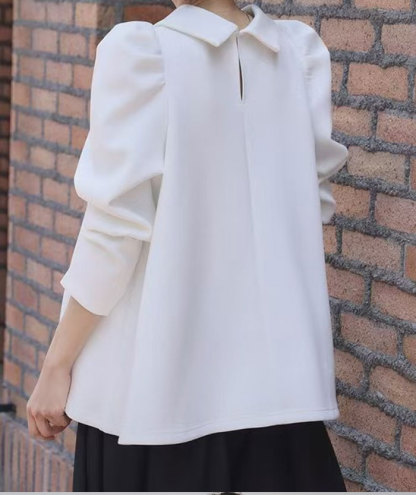 パーカー レディース スウェット パフスリーブ 暖かい あたっか トップス 長袖 プルオーバー ゆったり おしゃれ 無地 シンプル 韓国風 秋冬新作 きれいめ 大人可愛い 体型カバー 20 30 40 50代