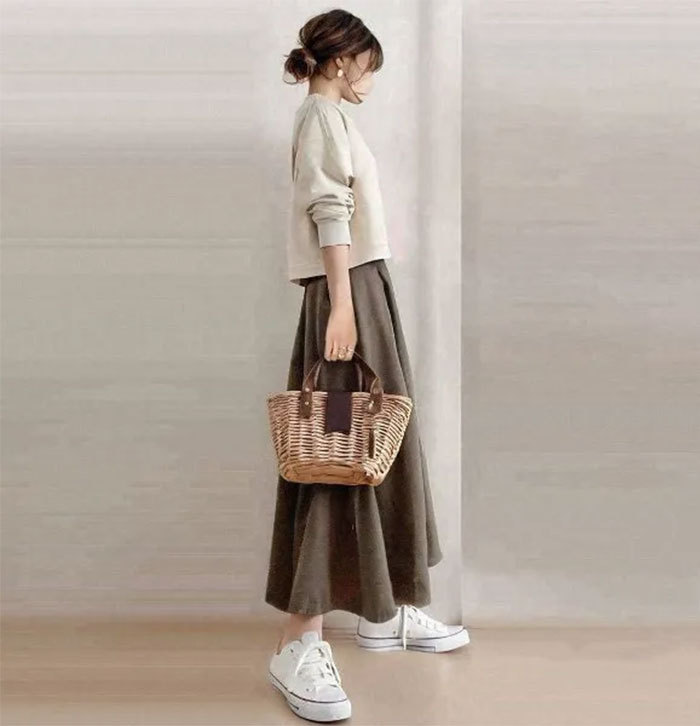 春秋 スカート セットアップ 2点セット ロングスカート Aライン ロング丈 大人可愛い 長袖 レディース トップス 上下 セット ゆったり 体型カバー マキシ丈 ロング カジュアル ゴムウエスト