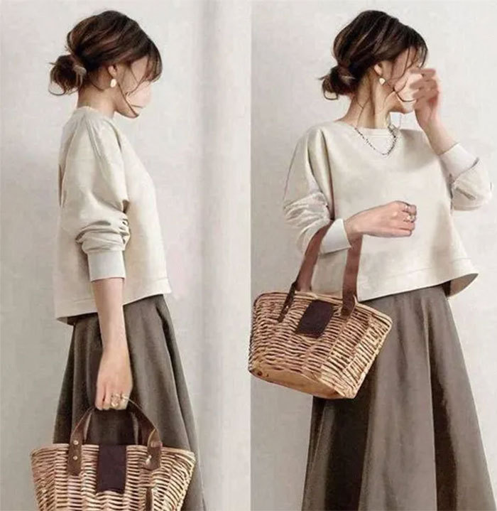 春秋 スカート セットアップ 2点セット ロングスカート Aライン ロング丈 大人可愛い 長袖 レディース トップス 上下 セット ゆったり 体型カバー マキシ丈 ロング カジュアル ゴムウエスト