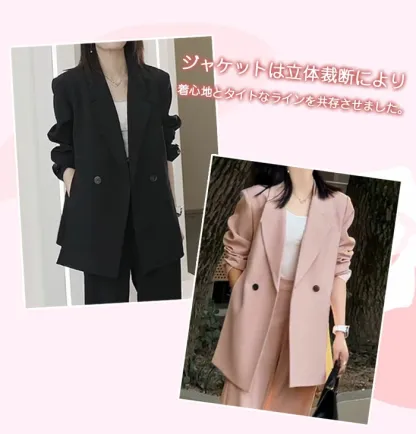 セットアップ ジャケット ワイドパンツ パンツスーツ ママスーツ パンツ ロングパンツ ハイウエスト レディース スーツ 2点セット パンツドレス 大きいサイズ ゆったりシルエット カジュアル 春 通勤 上下セット 冠婚葬祭用 入学式 卒業式 結婚式 着痩せ 体型カバー