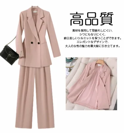 セットアップ ジャケット ワイドパンツ パンツスーツ ママスーツ パンツ ロングパンツ ハイウエスト レディース スーツ 2点セット パンツドレス 大きいサイズ ゆったりシルエット カジュアル 春 通勤 上下セット 冠婚葬祭用 入学式 卒業式 結婚式 着痩せ 体型カバー