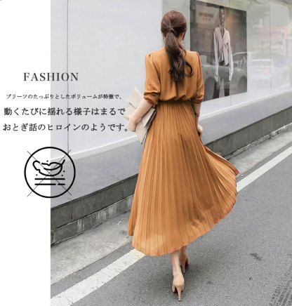 シャツワンピース　長袖　シフォン　ギャザー　シフォンワンピース　ロングワンピース　大きいサイズ　結婚式　二次会　お出かけ　お呼ばれ　おしゃれ　可愛い　大人　上品　カジュアル　フォーマル