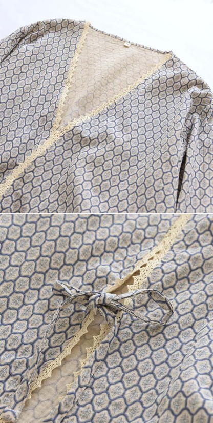 パジャマ　レディース　3点セット　ガウンセット　ガーゼ　綿100%　ホームウェア　ナイトウェア　ナイトドレス　部屋着　寝巻き　室内着