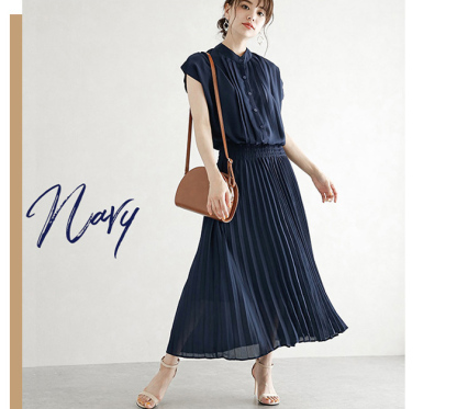 ロングワンピース　ワンピース　レディース　ロング丈　半袖　Aライン　ギャザー　プリーツ　シフォン　ギャザーワンピース　ハイウエスト　無地　カジュアル　フォーマル　結婚式　二次会　大人　上品