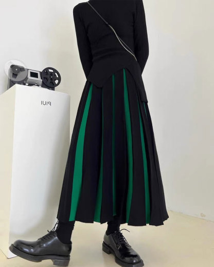 ニットスカート　ロング丈　レディース　ロングスカート　ニット　Aライン　フレアスカート　ギャザースカート　プリーツスカート　ボリューム感　無地