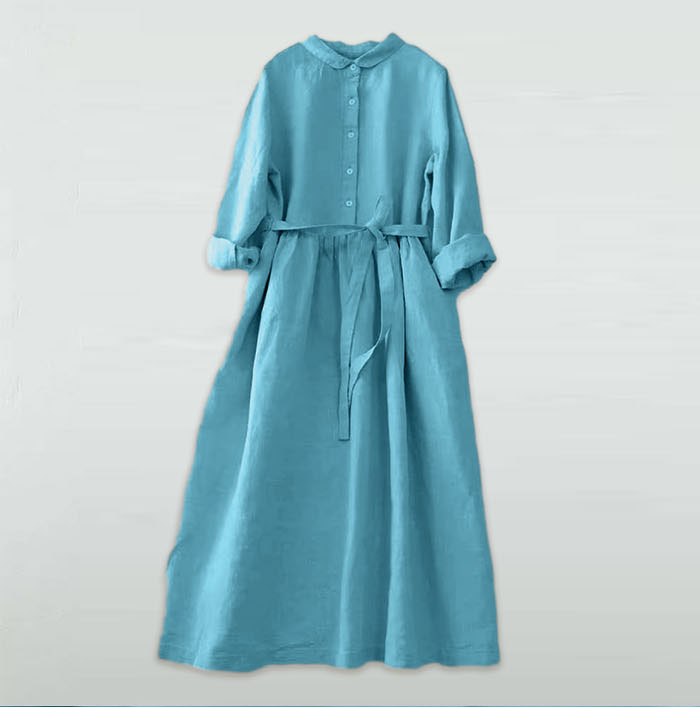 シャツワンピース 綿麻 レディース ロングワンピース シャツワンピ きれいめ 春 長袖 夏 大きいサイズ コットンリネン ロングワンピース ロング 綿麻ワンピ ミモレ丈 Aライン カジュアル 大人 可愛い 体型カバー エレガント 送料無料 ゆるっと 大人可愛い 着痩せ