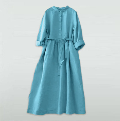 シャツワンピース 綿麻 レディース ロングワンピース シャツワンピ きれいめ 春 長袖 夏 大きいサイズ コットンリネン ロングワンピース ロング 綿麻ワンピ ミモレ丈 Aライン カジュアル 大人 可愛い 体型カバー エレガント 送料無料 ゆるっと 大人可愛い 着痩せ