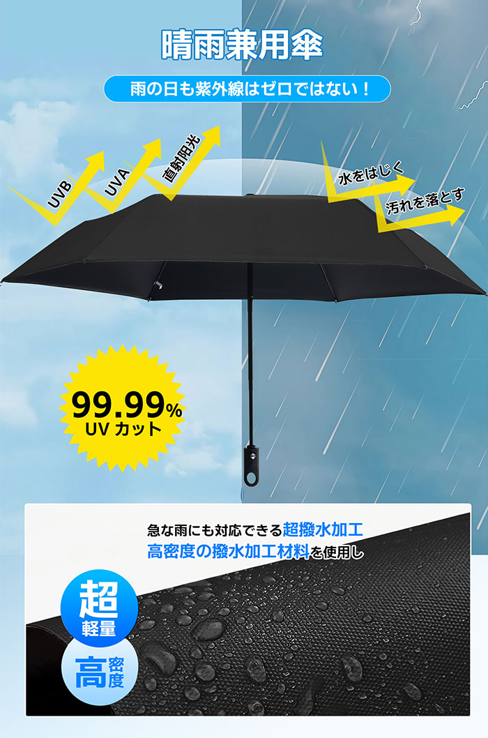 日傘 折りたたみ 軽量 完全遮光 晴雨兼用 自動開閉 ワンタッチ自動開閉 UV対策 UVカット 6本骨 日傘 超軽量 涼しい 折畳み傘 紫外線対策 日焼け対策 レディース メンズ 紫外線遮断 耐風撥水 カラフル シンプル ブラック 激安 送料無料