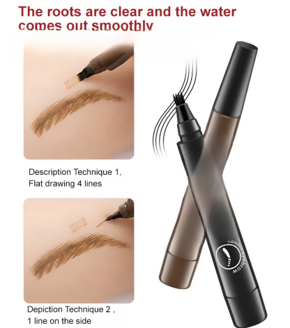 Waterproof, sweat-proof and non-smudging four-pronged eyebrow pencil