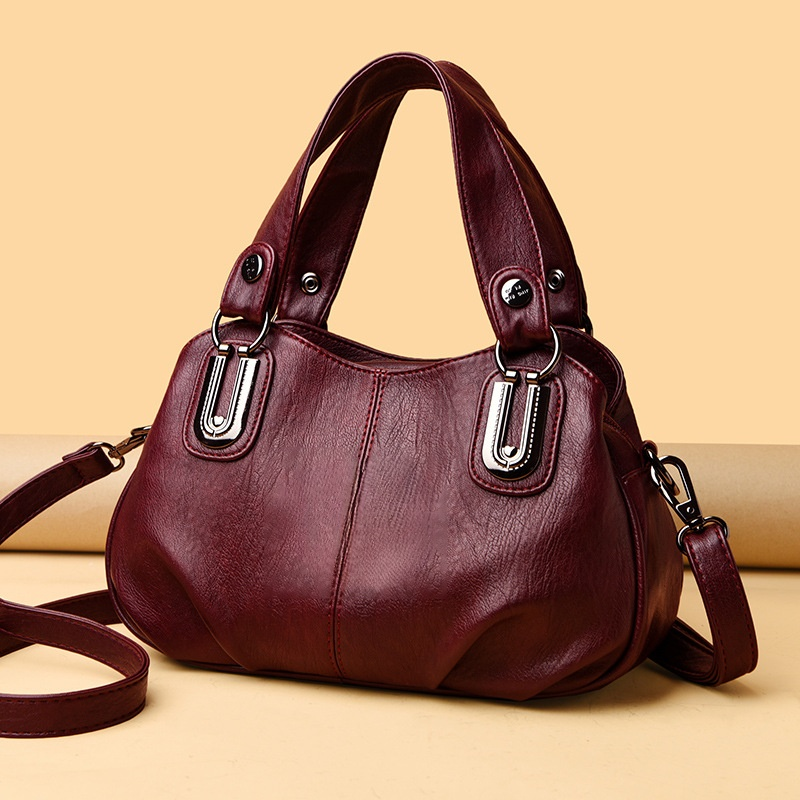 Soft Leather Large Capacity Multi-Compartment Shoulder Bag