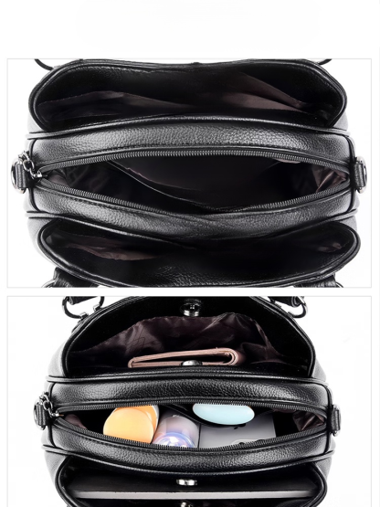 Soft Leather Large Capacity Multi-Compartment Shoulder Bag