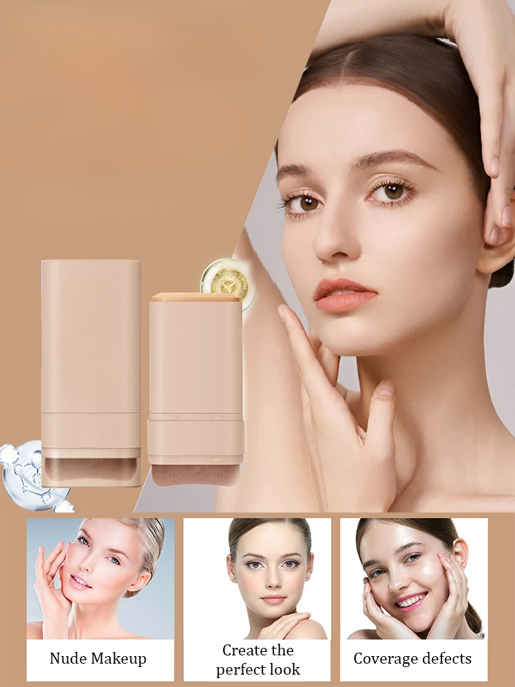 Dual-ended foundation stick with brush