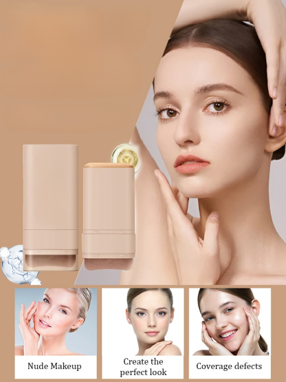 Dual-ended foundation stick with brush